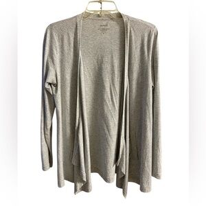 J Jill Pure Jill cascading cardigan  striped heather grey pima cotton XS/S